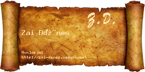 Zai Dénes névjegykártya
